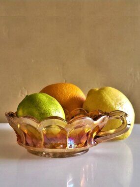 Antique "Marigold" Carnival Glass Candy/Nut/Candle Dish by Imperial Glassworks